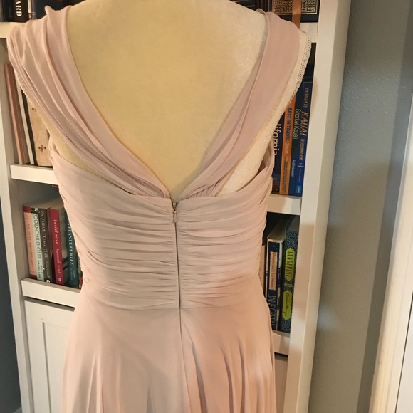 Gorgeous Blush Chiffon Off Shoulder Dress - Picture 4 of 5